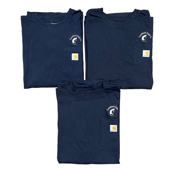 Carhartt Men's Loose Fit‎ K87 NVY Front Pocket Short Sleeve T Shirt XL Lot Of 3 - Picture 1 of 6